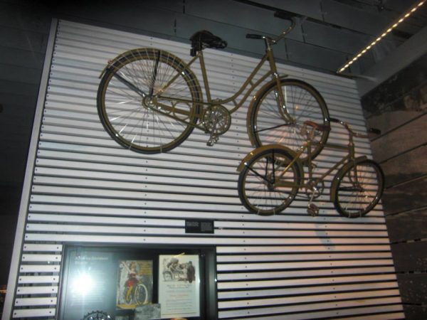 Bicycles on wall