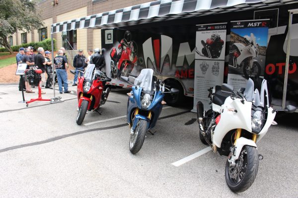 Bikes in front of trailer with explainer