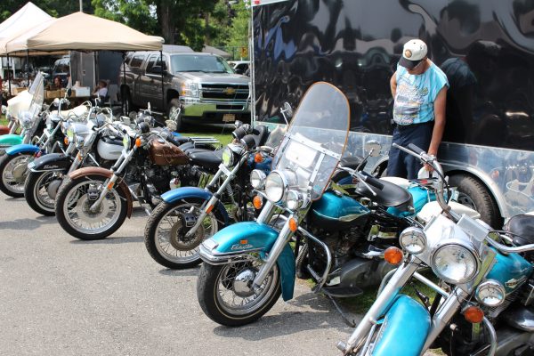 Line of Vintage Harleys