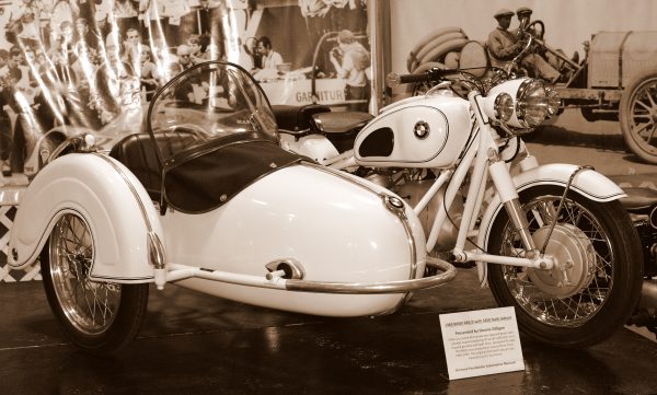 BMW with sidecar - sepia