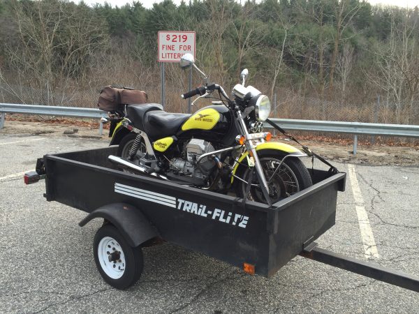 Moto Guzzi on trailer