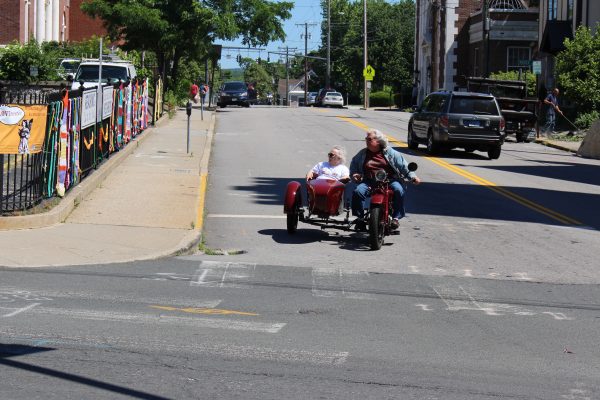 Millie Yarocki gets a sidecar ride 