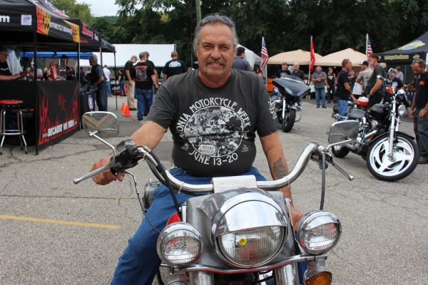 Rit Caron and his 1977 Harley-Davidson FLH