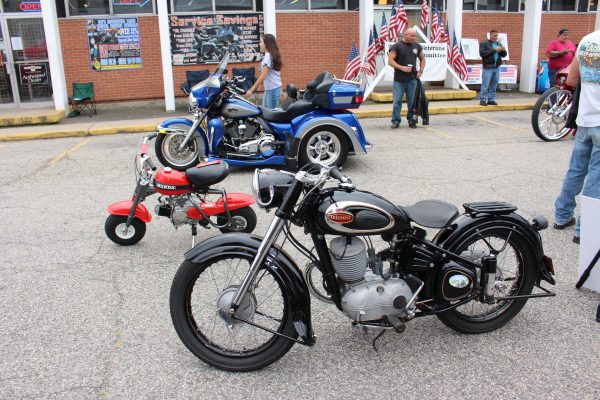 1955 Triumph BDG 250 SL in foreground